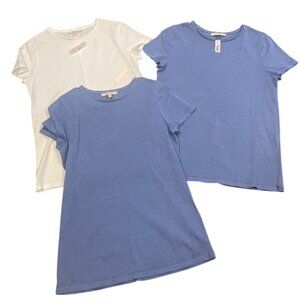 NWT FLAWED Set of 3 Madewell Sz S Essential Slim Tees Blue White Cotton